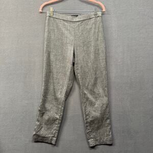 Theory Pull‎ On Linen Blend Pant Womens 4 Sharkskin Crunch Grey Chic Minimalist